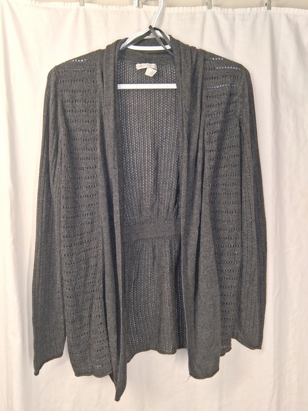 Cato Gray Open-Front Knit Cardigan